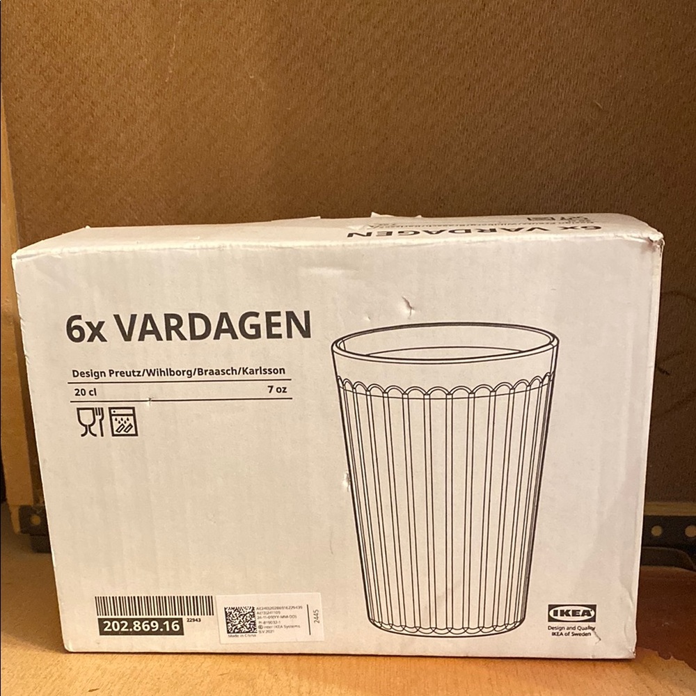 NIB IKEA  6x Vardagen Clear Ribbed 7 oz. Wine Tumblers - Picture 2 of 6